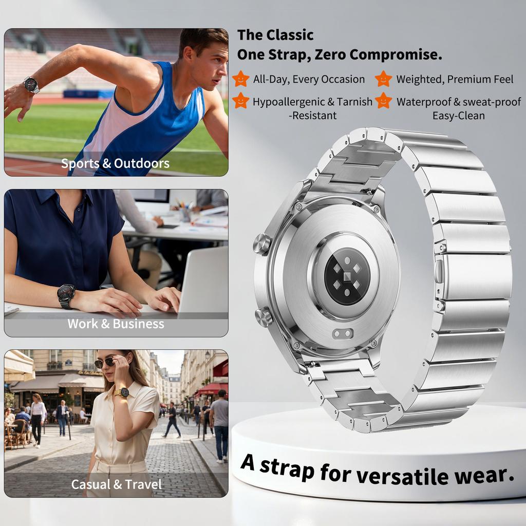 18/20/22mm Stainless Steel Band for Huawei GT 6 Pro 5 Runner 2 Amazfit Bracelet for Garmin 265 265S 255 255S Venu 4 3 3S Straps