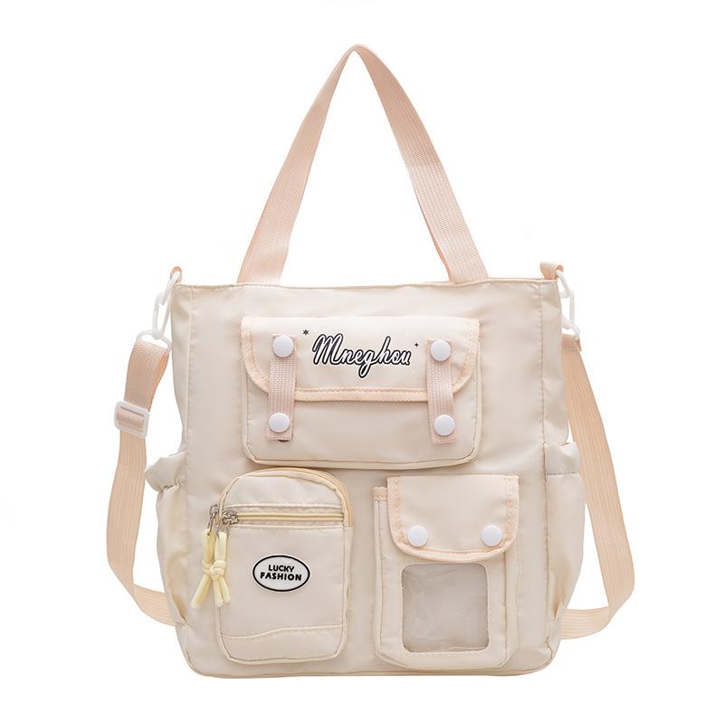 College Style Female College Student Version Largecapacity Contrasting Color Computer Tote Bag Lightweight Shoulder Messenger Bag Leisure Bag