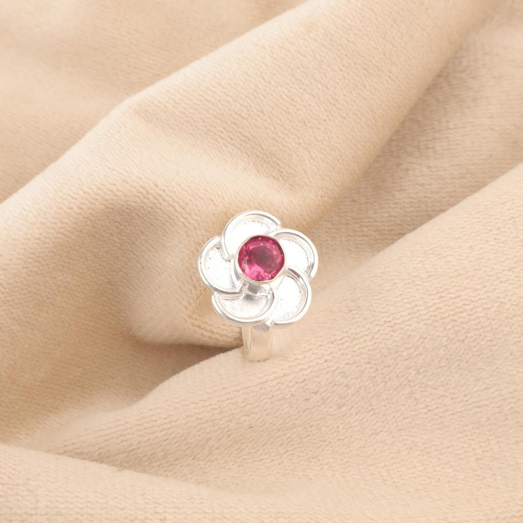 Pink Tourmaline Gemstone Sterling Silver Statement Unique Cocktail Ring Jewelry RR-51-13
