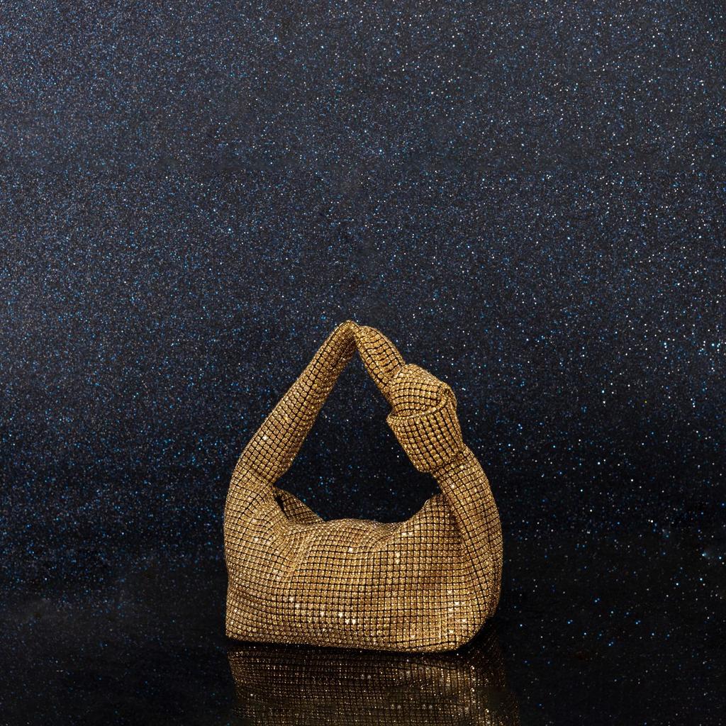 Full Diamond Bag for Women 2024 Summer New Fashion Rhinestone Bucket Bag Rhinestone Chain Bag Handheld Crossbody Small Bag