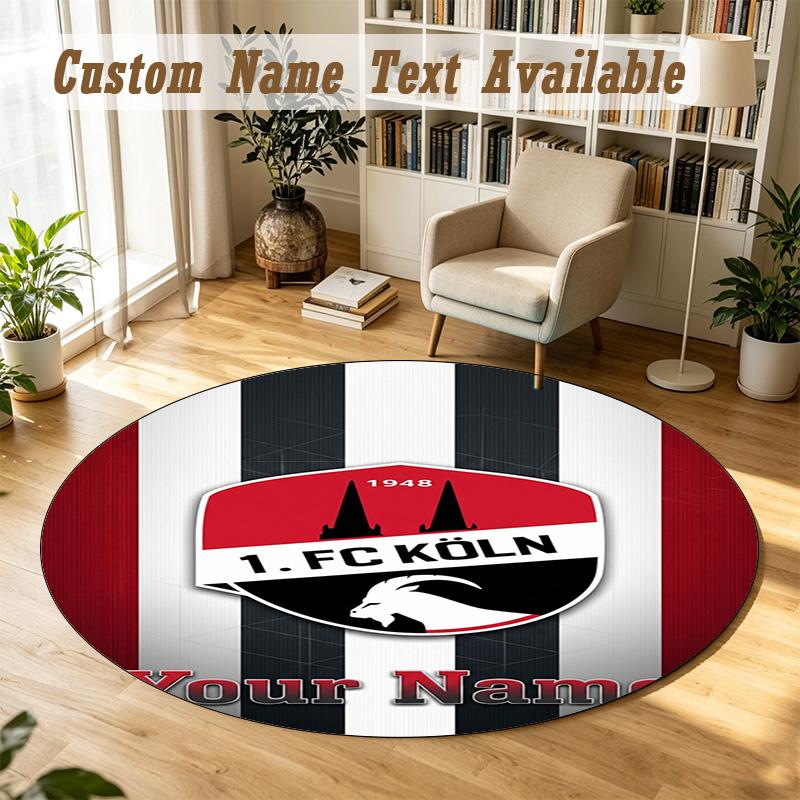 Round Rug Custom NameFC Köln Pattern Non Slip Carpet Home Floor Decor
