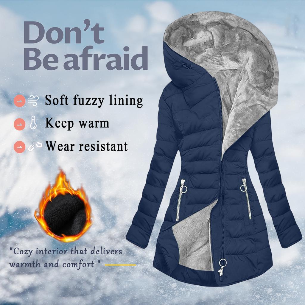 Dámský zimní kabát Teplá bunda Dlouhý elegantní Dámský zimní kabát s dlouhým rukávem a kapsou