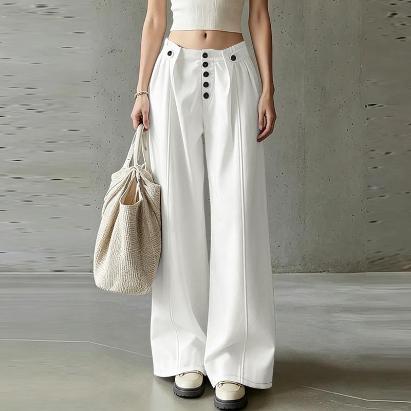 

ZANZEA Women Daily Casual Solid Color Loose Long Pants S белый