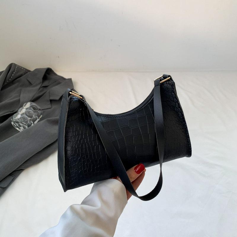

Винтажная сумка через подмышку из искусственной кожи с узором под аллигатора, женские сумки на плечо, роскошный брендовый дизайн, клатч и кошелек 24x7x15cm чёрный