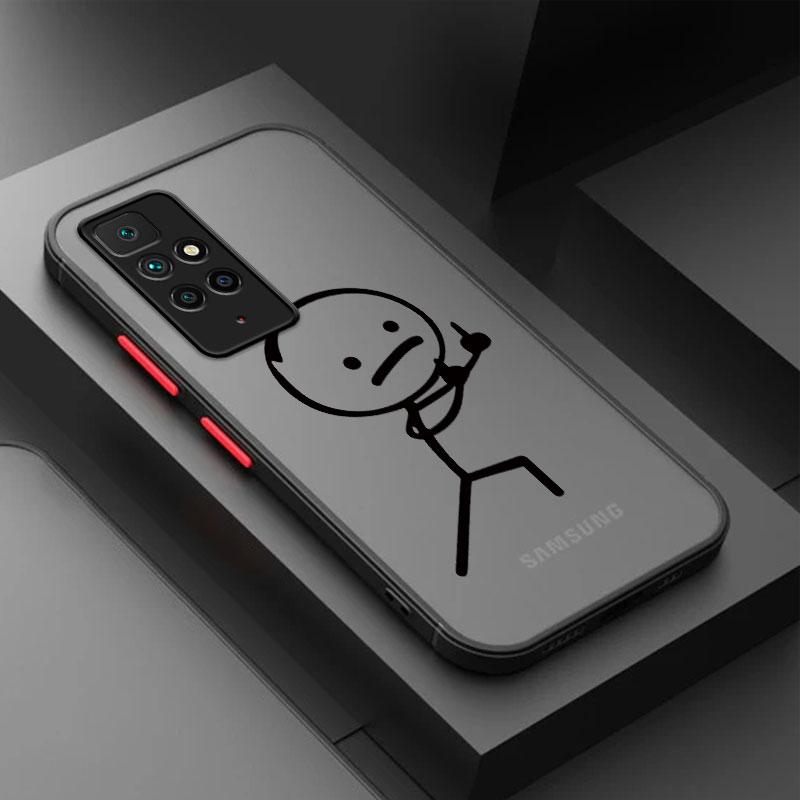 Cute Stickman On The Toilet Case for Xiaomi Redmi Note 9 10S 13 8Pro 10 Pro 12 Pro Plus 9S 12S 8T 12 Pro Phone Shockproof Cover