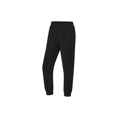 Li Ning Fitness Series Tapered Mid-Rise Knitted Sports Pants Women Pants Black AKLU104-4