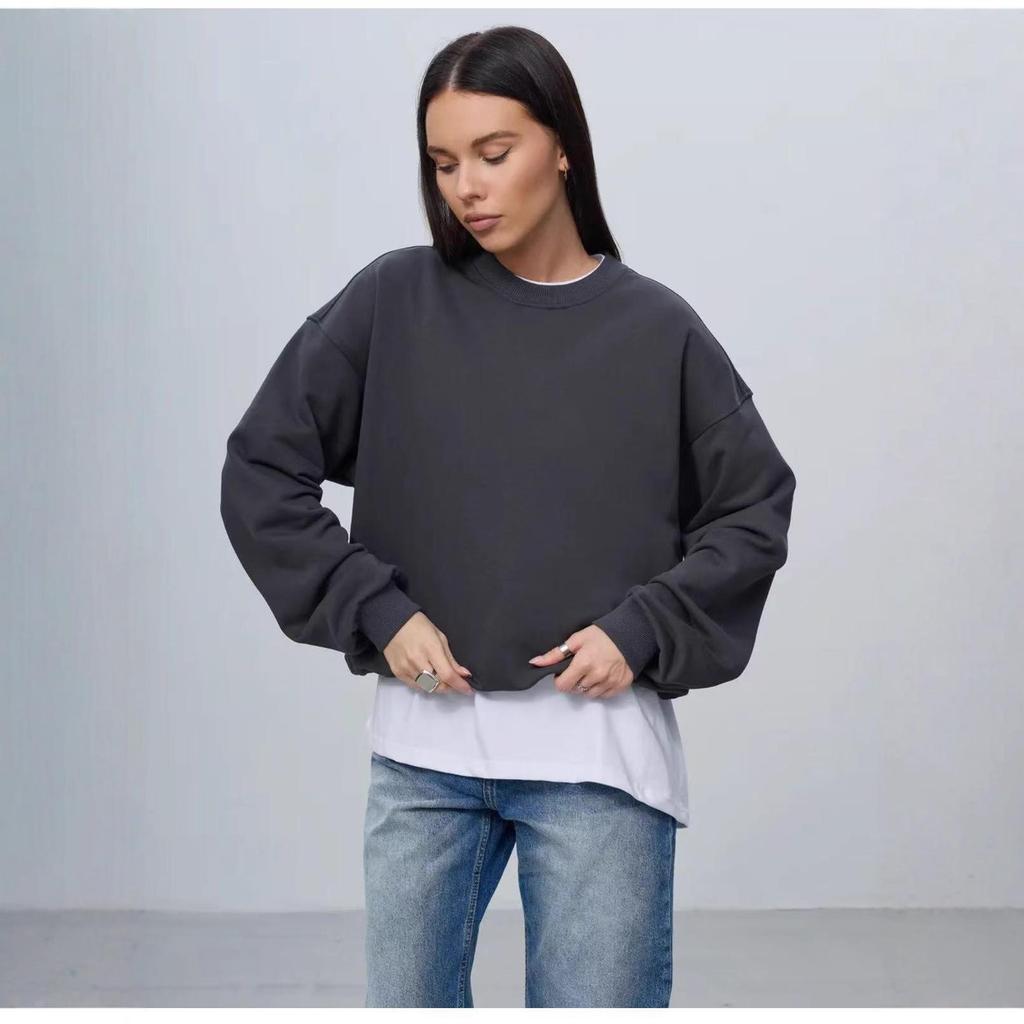 Versatile Solid Color Plus Velvet Hoodie with Trendy Loose Design