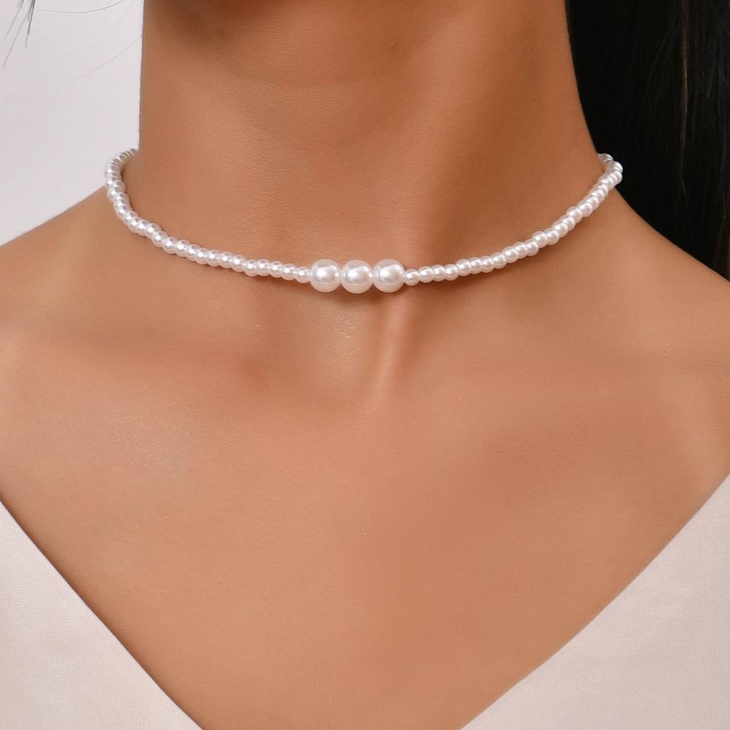YWZIXLN Trend Elegant Jewelry Wedding Big Pearl Necklace For Women White Imitation Pearl Choker Necklace N0179