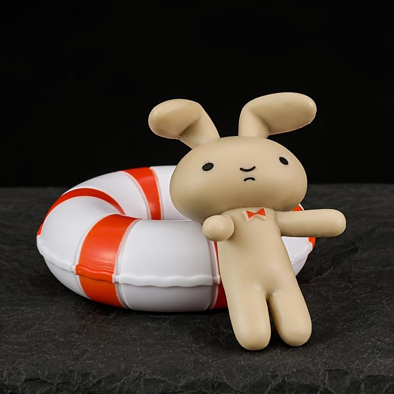 5 Swim Ring Small Novice Figurines, Anime Cartoon White Rabbit, Dinosaur, Pig Figurine Ornaments
