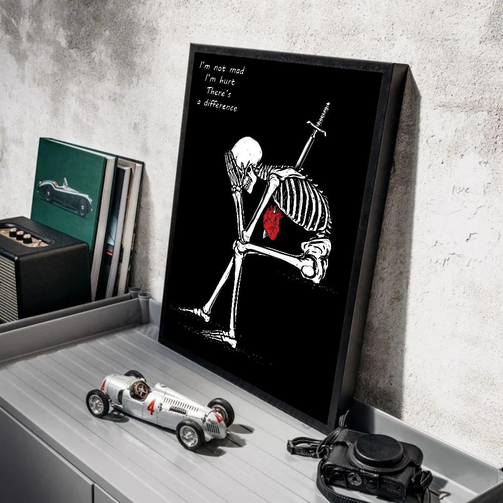 1pc Simple Skull Love Married In Love Poster Stickers Art Wall Murals Decor Game Room Decor Gifts Kawaii HD Painting Cat Cars