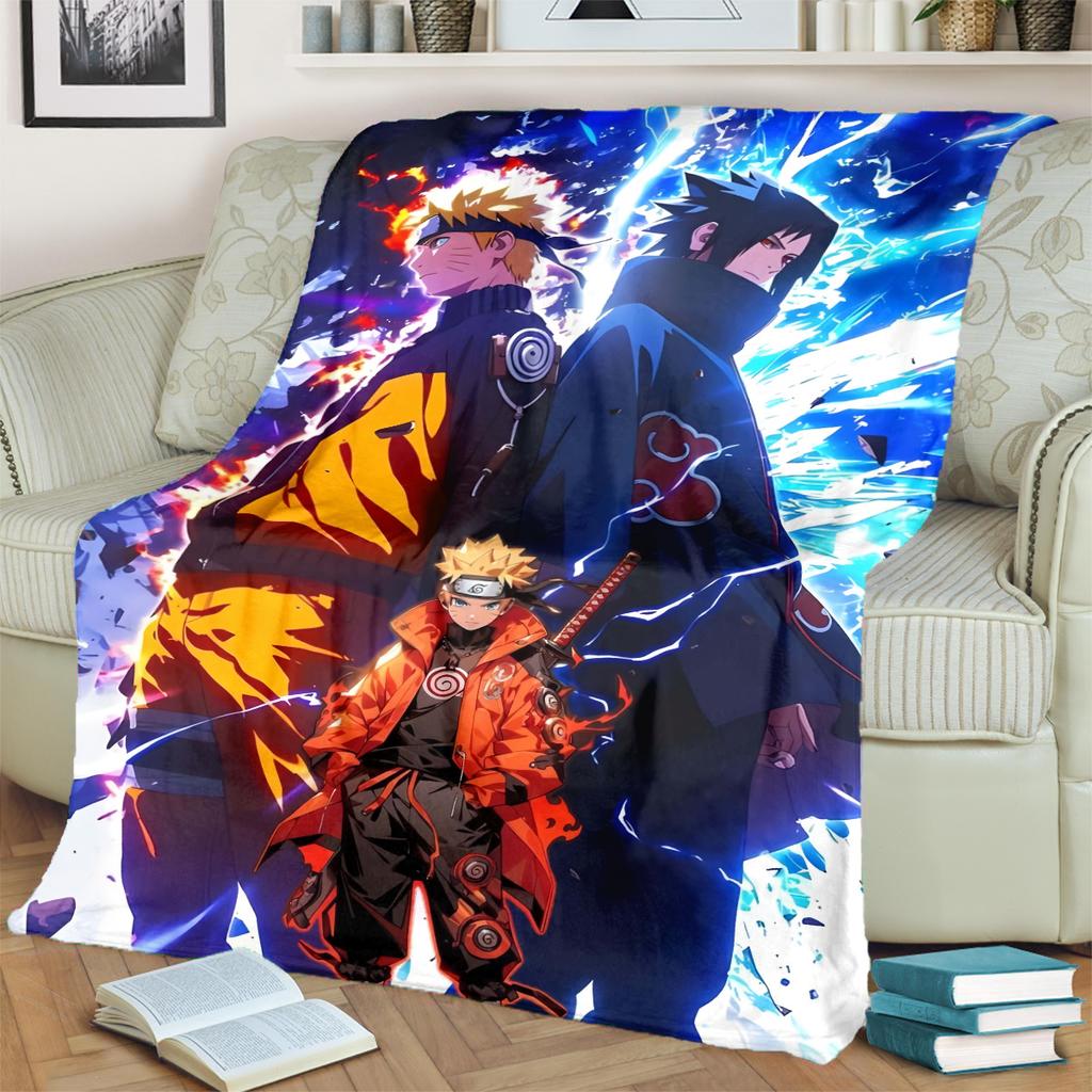 Anime-Naruto Print Blanket Warm Comfortable Flannel Blanket for Bedrooms, Sofas, Beds, Chairs, Picnics, Travel -LXR73