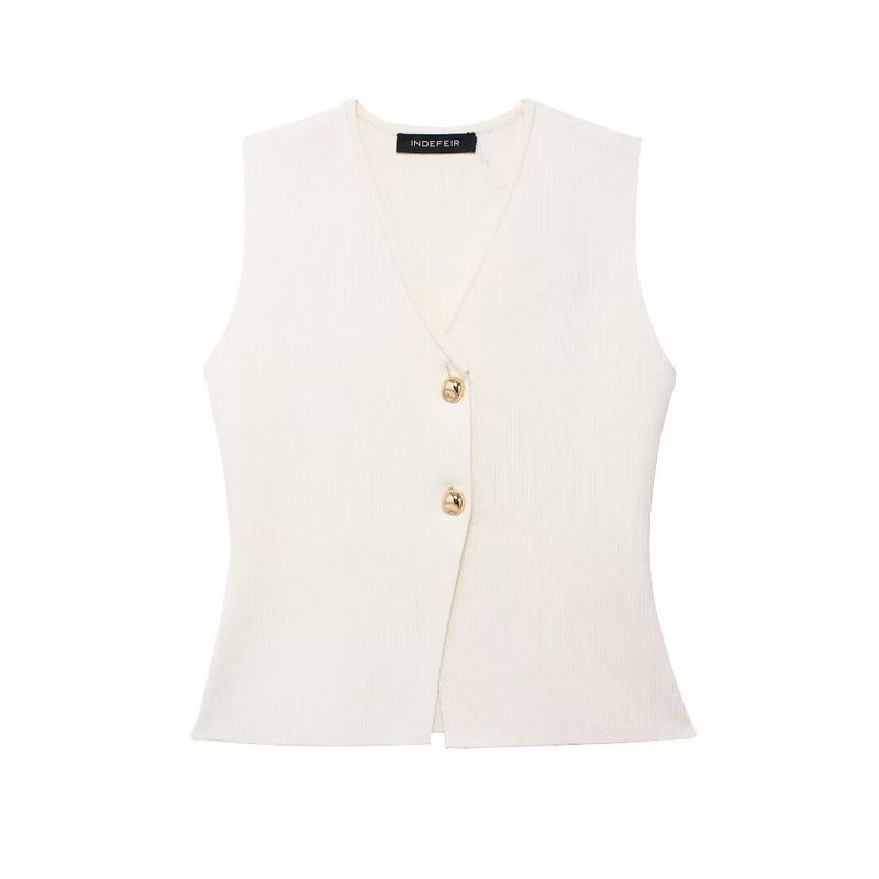 Kaslead New Arrival Women's Fashion Style Button Knitting Vest Skirt 4192015 4192016