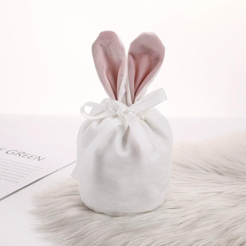 Rabbit Ears Gift Bag Easter Decoration Velvet Bag Chocolate Candy Drawstring Bag Home Baby Shower Birtyday Wedding Party Decor