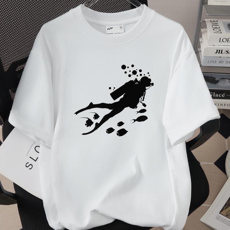 

Available: Diver Enthusiast Creative Print Cotton T-Shirt, Loose Fit, Trendy Short Sleeve, 260g. XXXL