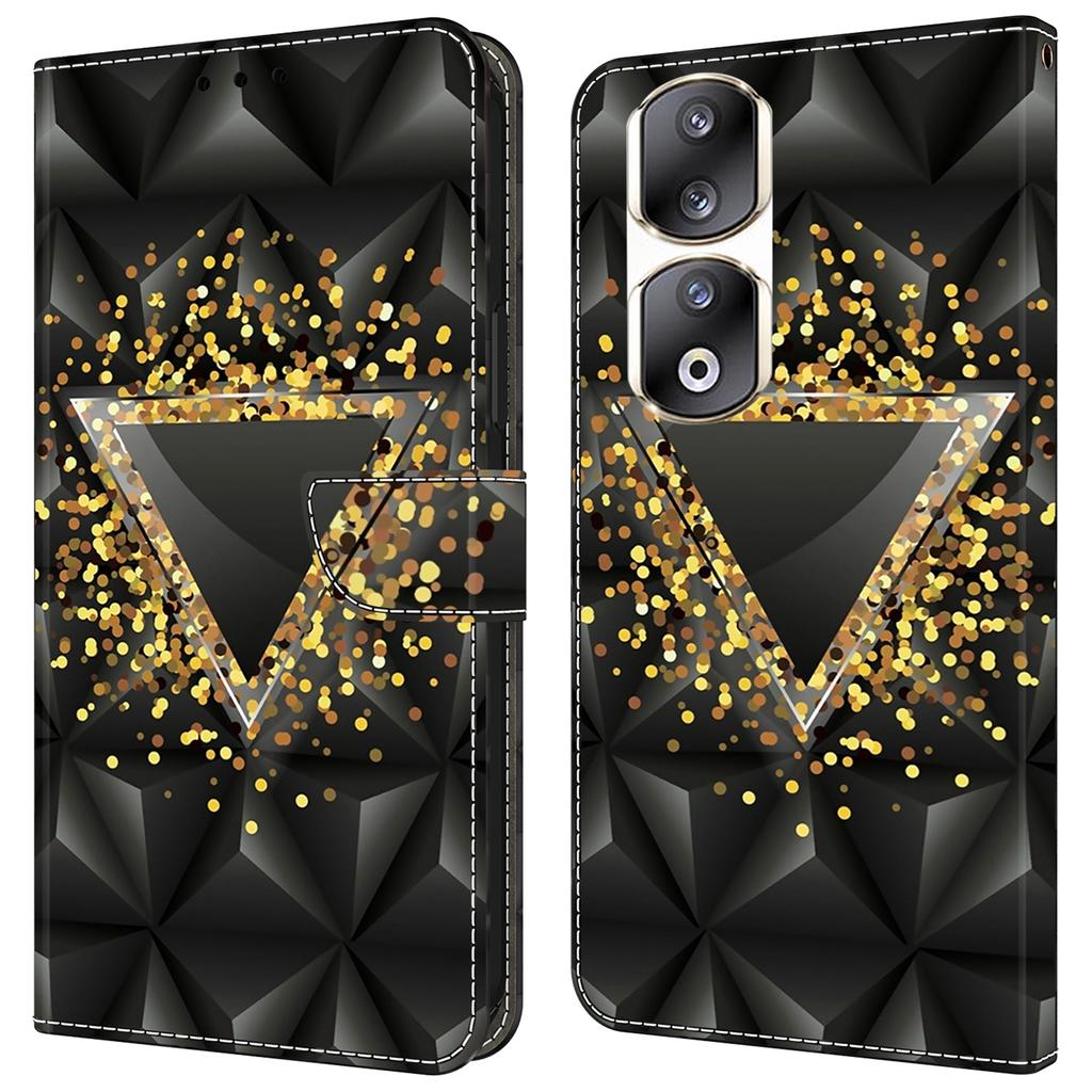 For Honor 90 Pro Case PU Leather Card Slots Phone Back Cover Pattern Printing Design