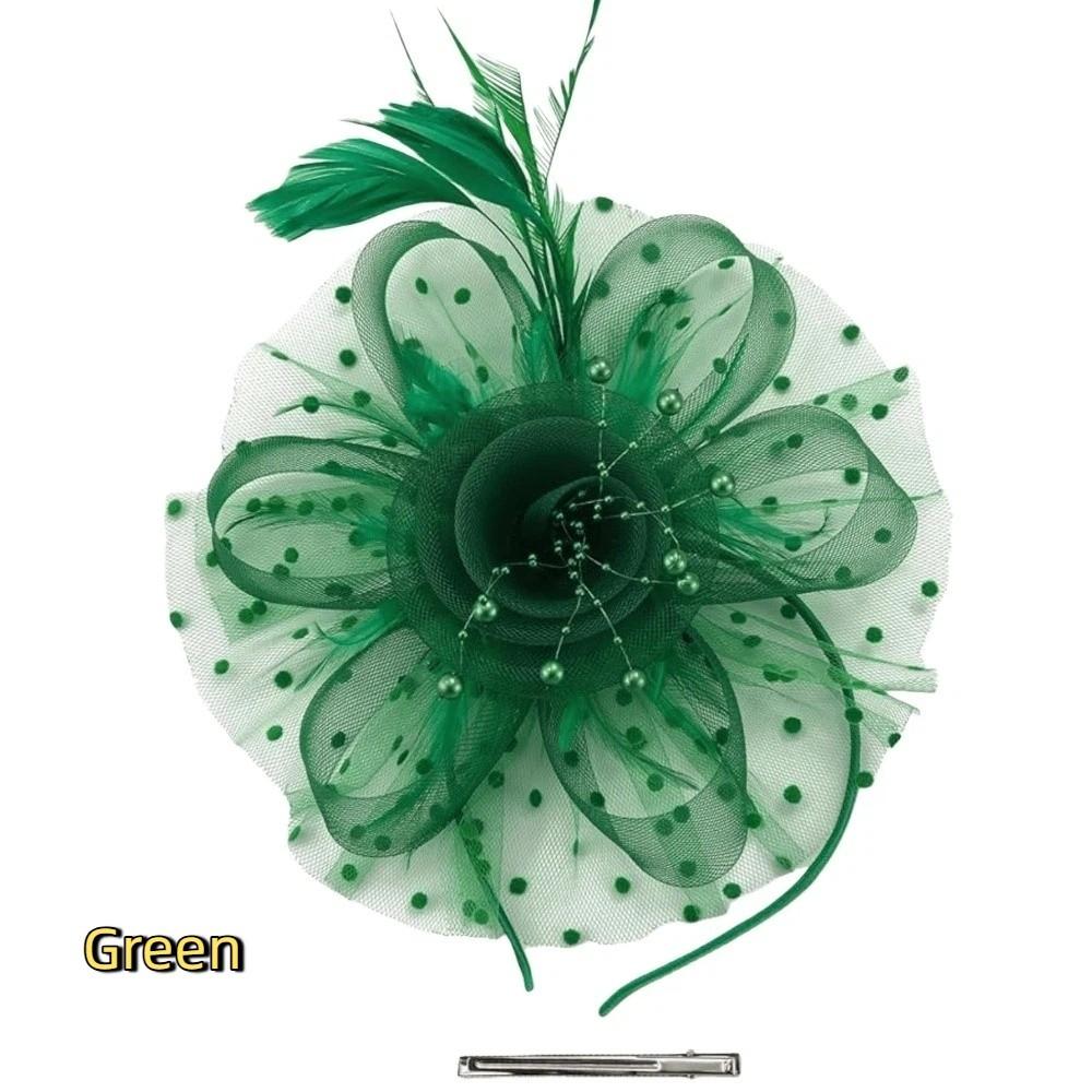 Flower Mesh Feathers Fascinator Hat Hoop Bride Headdress Bride Headdress  Dance Show