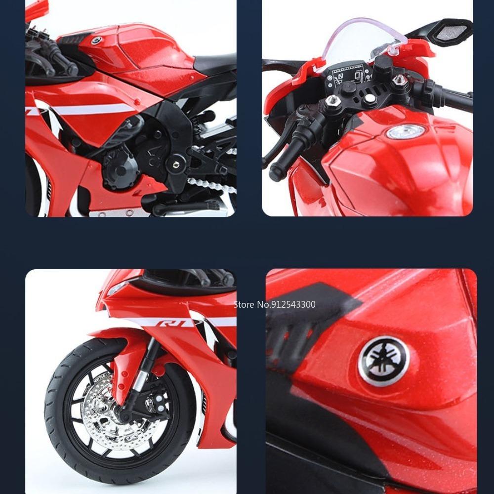 1/12 YAMAHA R1 Spielzeugmotorradmodell Legierung Diecast mit Sound Licht Gummireifen Maßstabsmodell Motorrad Spielzeug für Kinder Sammlung