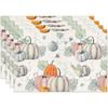 4/6/8Pcs Fall Gray Pumpkin Placemats for Dining Table Autumn Thanksgiving Seasonal Holiday Decoration Rustic Washable Table Mats