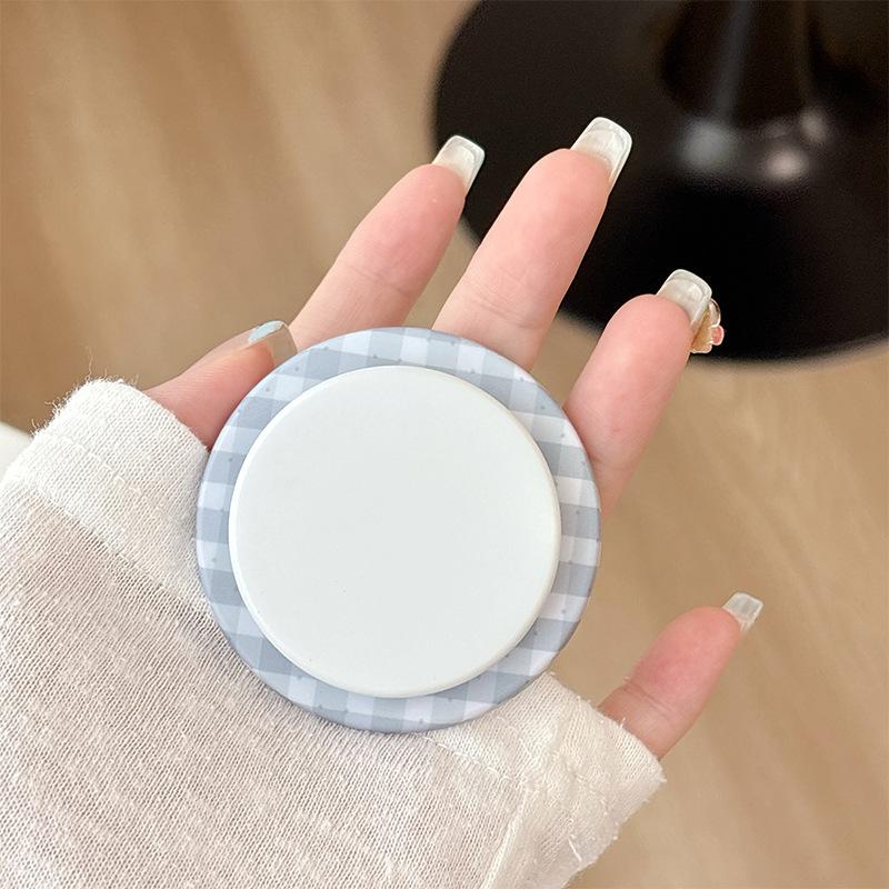 Plaid Simple Round Mobile Phone Airbag Bracket Magnetic Suction Telescopic Ring Wind Desktop Watching Drama Support