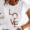 Women Printing Clothes Custom T-Shirt Watercolor Cute Tops Tshirt Short Sleeve Cartoon Heart Print Female Graphic O-Neck Tees