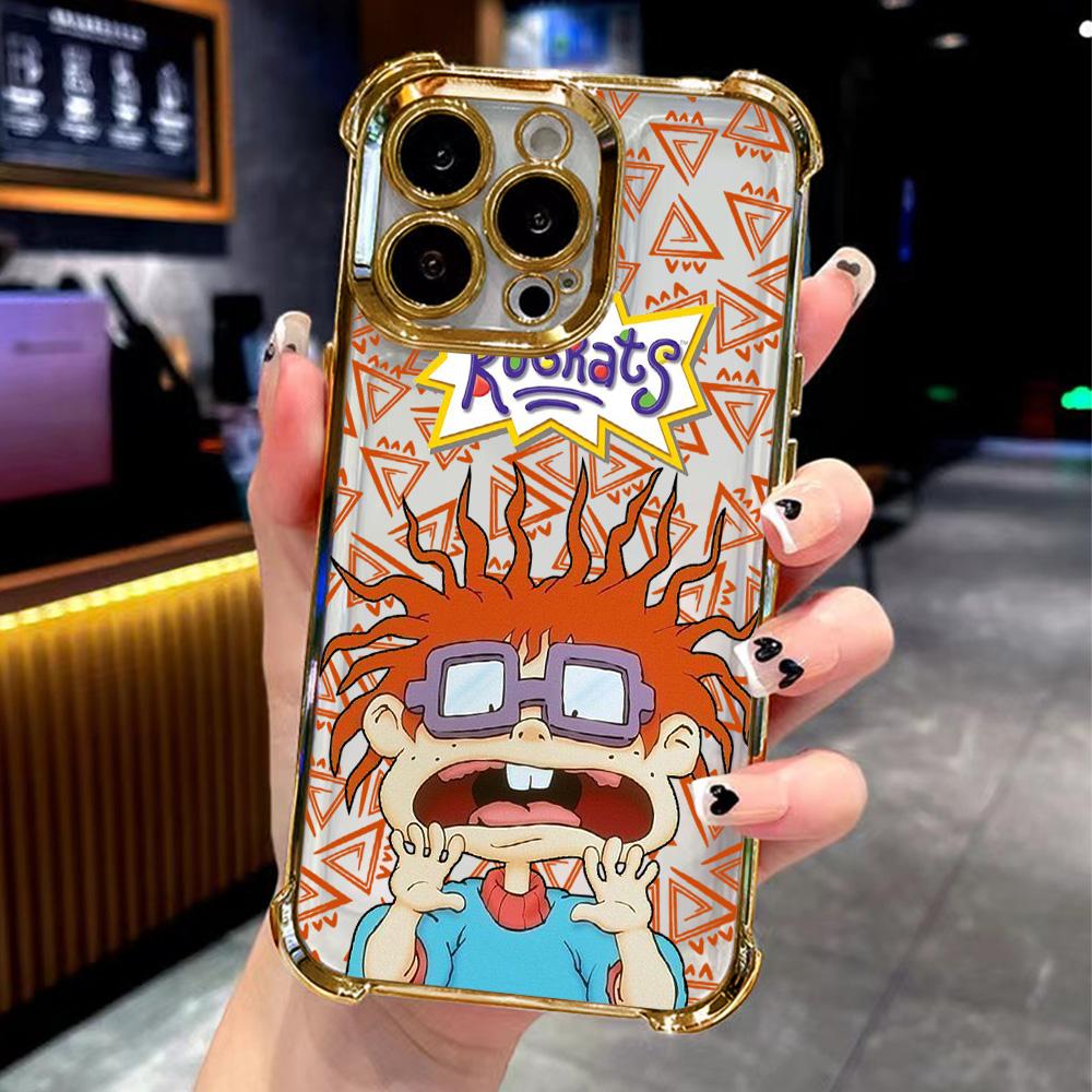 Cartoon Adventure R-Rugrats Plating Phone Case For IPhone 16e 16 15 14 13 12 11 Pro Max X XR XSMax 7 8 Plus Anti-Fall Back Cover