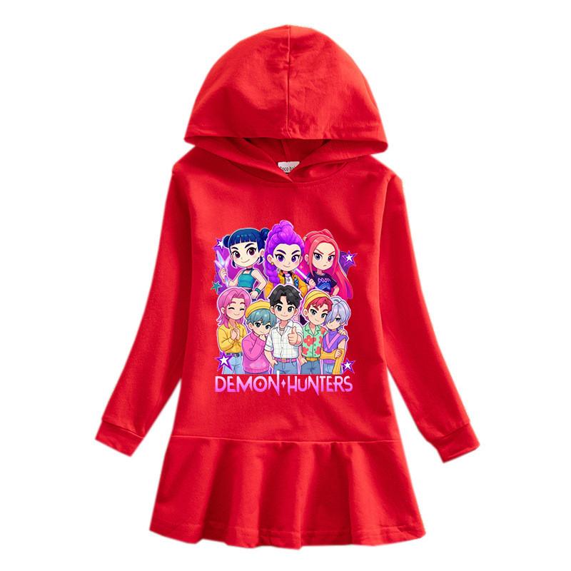 Girls Anime Cartoon Kpop Rumi Zoey Mira Hunters Printed Hooded Dress
