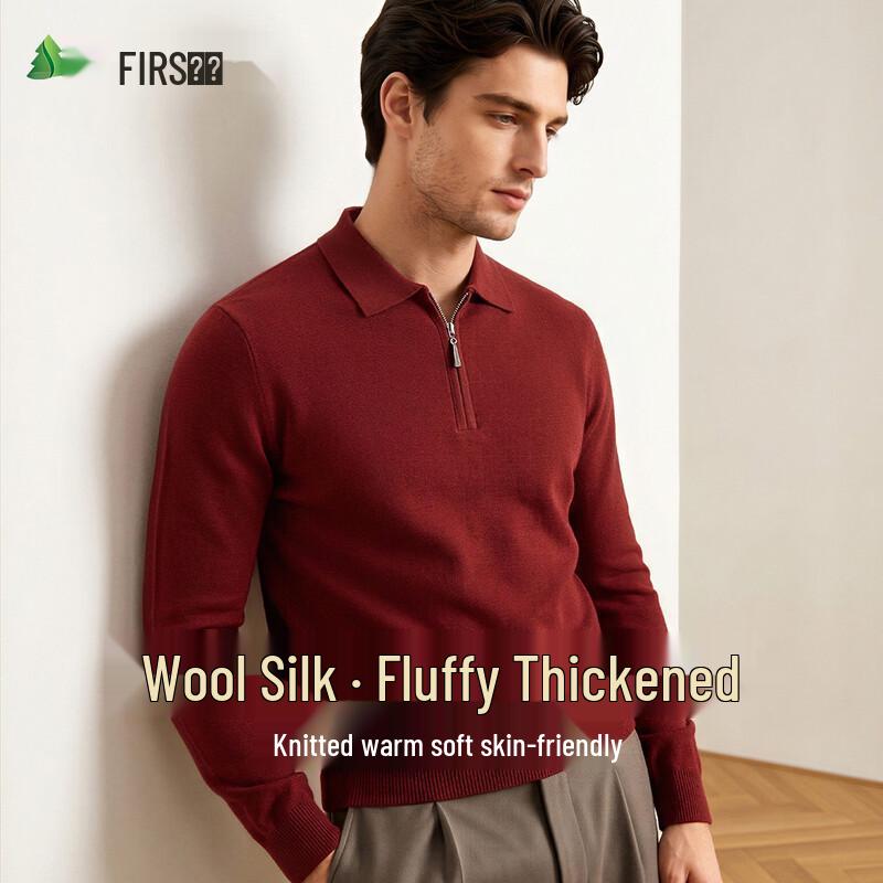FIRS Men's Wool-Silk Blend Casual Knit Sweater