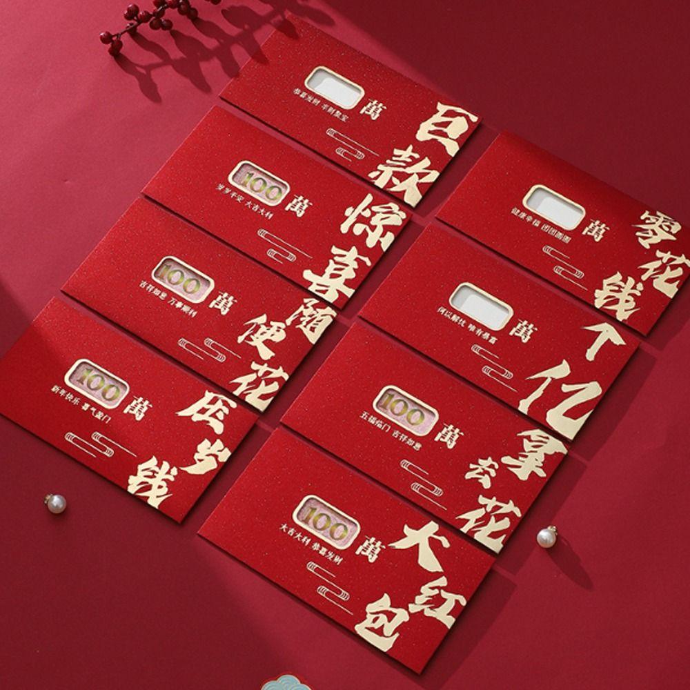 6pcs Traditional New Year Red Envelopes Blessing Red Packet Spring Festival Supplies