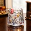 Rotating Whiskey Glass, Hand Painted Swivel Tumbler with 360-degree Spinning Base, Faux Crystal Liquor Glass Cup for Home Bar
