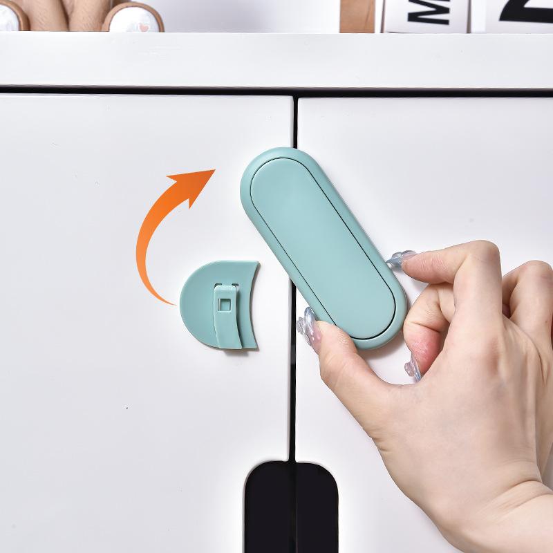 4pcs Children's Infant Wardrobe Short Lock Cabinet Door Double Lock Child Safety Lock Anti-4 Protection Invisible Button Lock