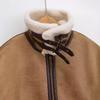 Womens Retro Faux Suede Fur Lined Zip Up Vest Jacket Street Style Warm Outerwear