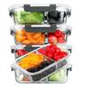ZISIZ 3-Compartment Glass Lunch Box Set
