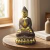 Buddha Statue with Pedestal Gilded AntiqueStyle Figurine for Collectors,