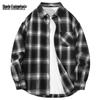 Men's Color-block Plaid Long-Sleeve Shirt