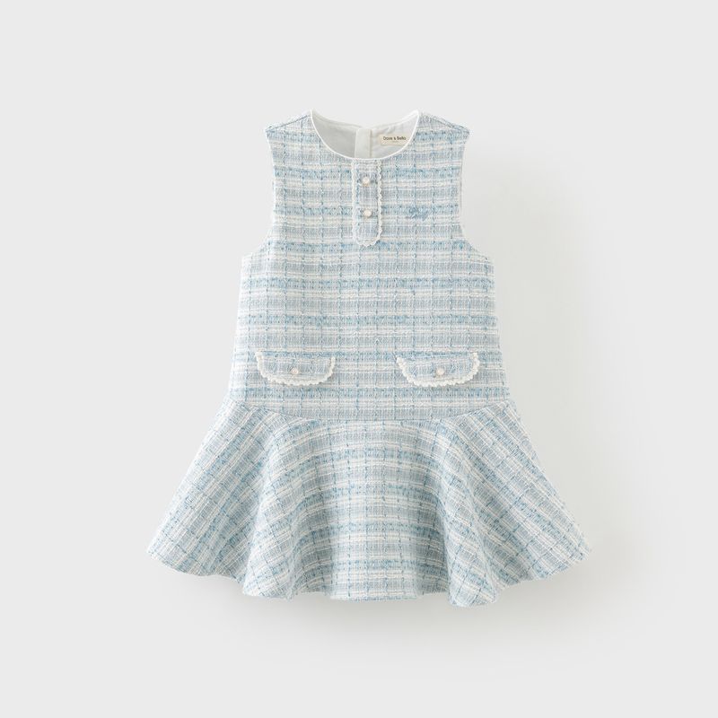 David Bella Children's Tweed-Style Vest Dress for Girls, 2026 New Model, Academy-Style Dress for Older Children, Spring Outfit for Girls