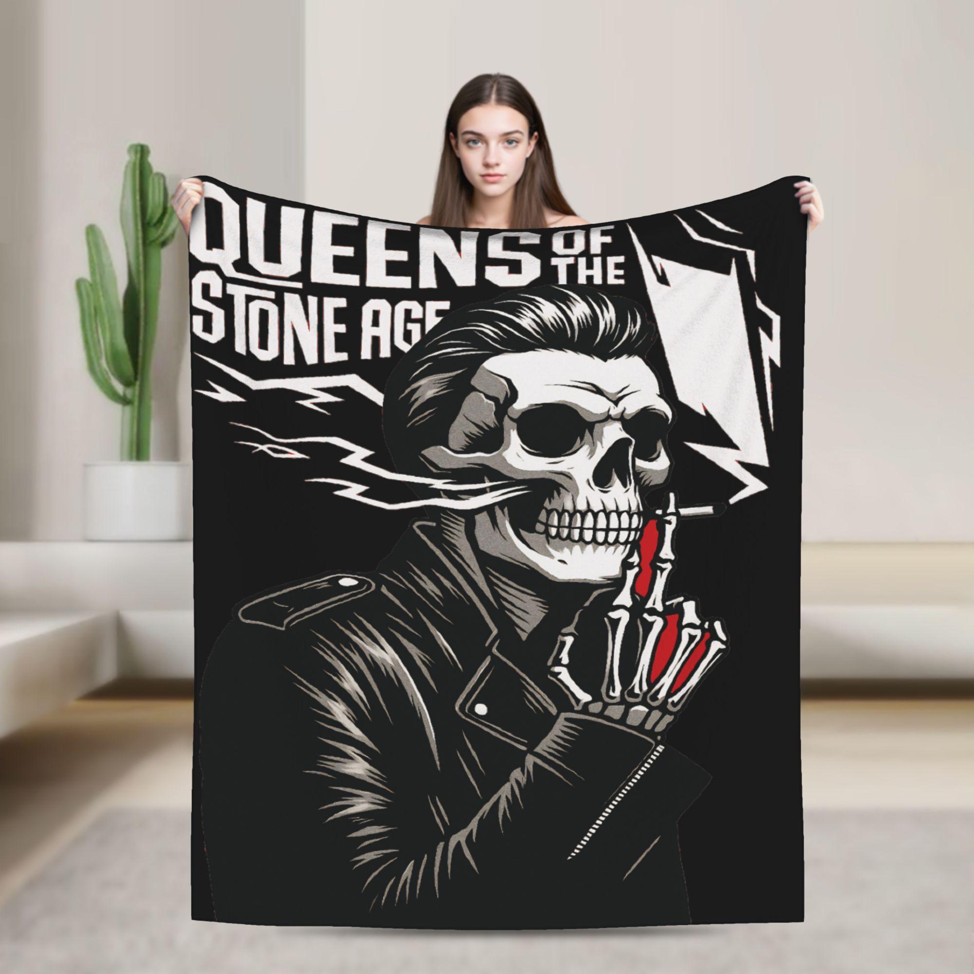 Queens of the Stone Age Music Band Blanket American Rock Music Warm Plush Throw Blanket For Outdoor Flannel Bedspread Bed Cover 75cmx90cm