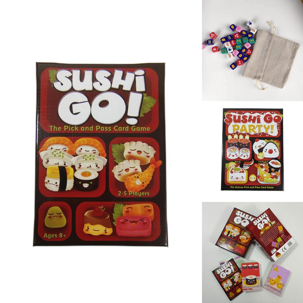 Párty hra Sushi Go z papírového materiálu pro rodinné herní večery a zábavu na párty