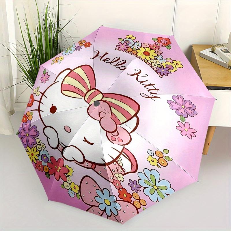 

Hello Kitty,Floral Crown Automatic opening and closing folding umbrella with 8 rib frame and compact travel design,perfect for all occasio
