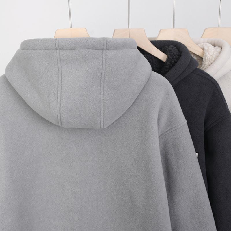 Autumn Winter Fashion Fleece Thickened Warm Hooded Coat Men's Casual Jacket