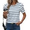 Summer Women's Fashionable Puff Sleeve Striped T-shirt for Women