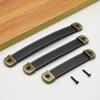 Furniture Handles Cowhide Wardrobe Drawer Door Pull Leather Kitchen Cabinet Handles Hardware Door Handle