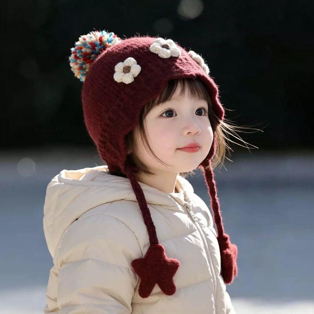 Windproof Baby Earflap Hat Thick Knitted Children Cap Comfort Toddler Bonnet Daily