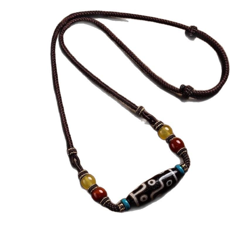 Tibetan Nine-Eyed Dzi Bead Retro Ethnic Necklace