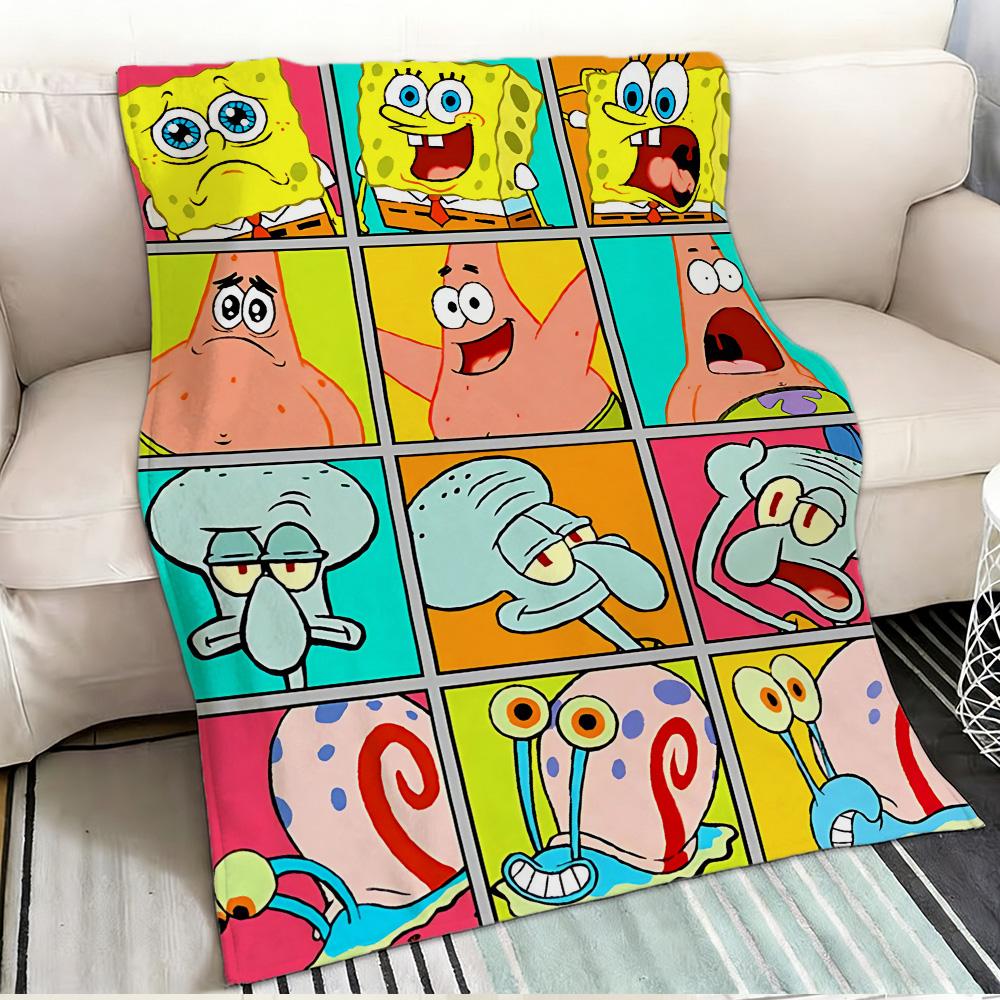 Throw Blankets for Beds Kawaii S-Spongebob All Year Blanket Bedspread On the Bed Bedspreads and Coverlets Camping Anime Sofa Nap