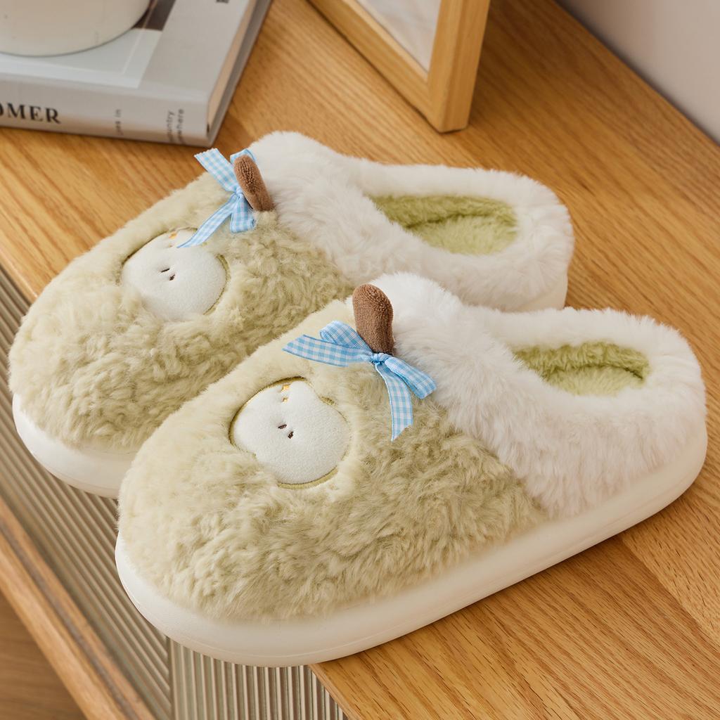Apple Cotton Slippers 2025 Autumn and Winter New Indoor Home Fleece Warm Couple Thick-soled Plush Cotton Shoes