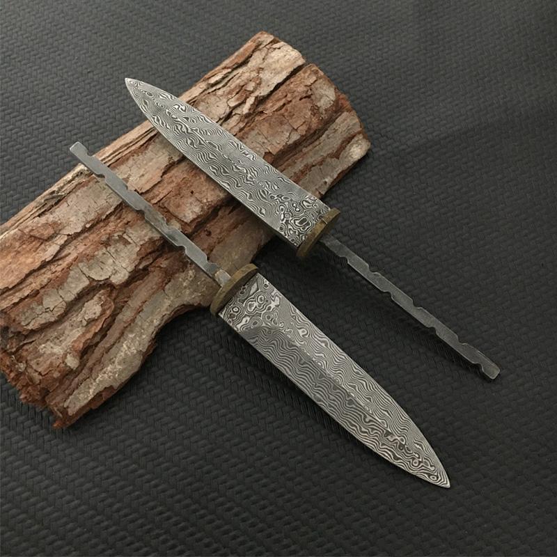 DIY Semi-finished Damascus Steel Pattern Pu'er Tea  Knife Blank Accessories for Pu'er & Dark Tea Ceremony DIY Knife Cutter Tool