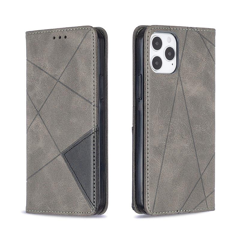 Applicable To iPhone16E Prismatic Mobile Phone Leather Case 17Pro Cowhide Pattern Protective Case 14plus Two-color Splicing S25