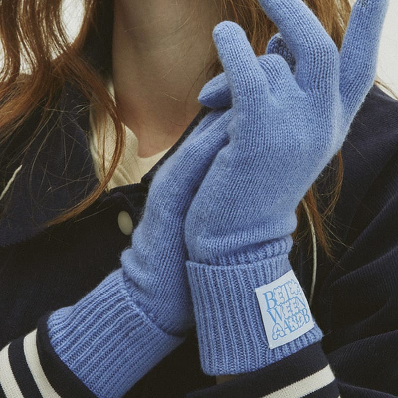 Between A and B Bubble Label Cashmere Wool Blended Gloves_4 Colors