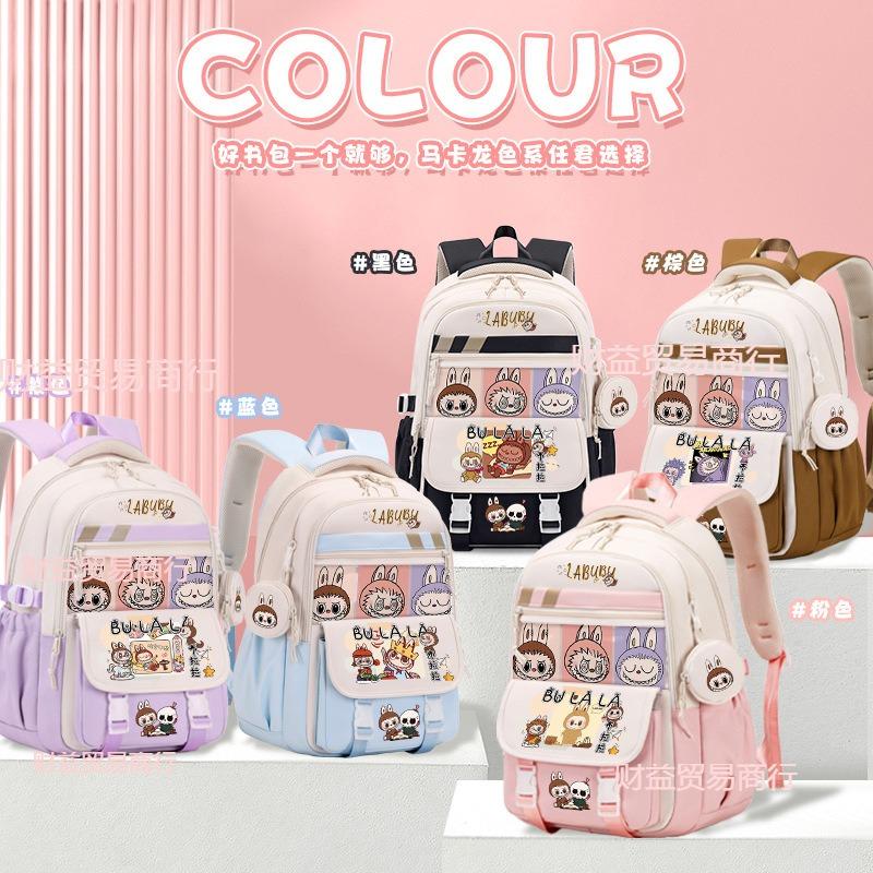 School bag for primary school students, large-capacity burden reduction and decompression backpack--grade cartoon spine protection backpack