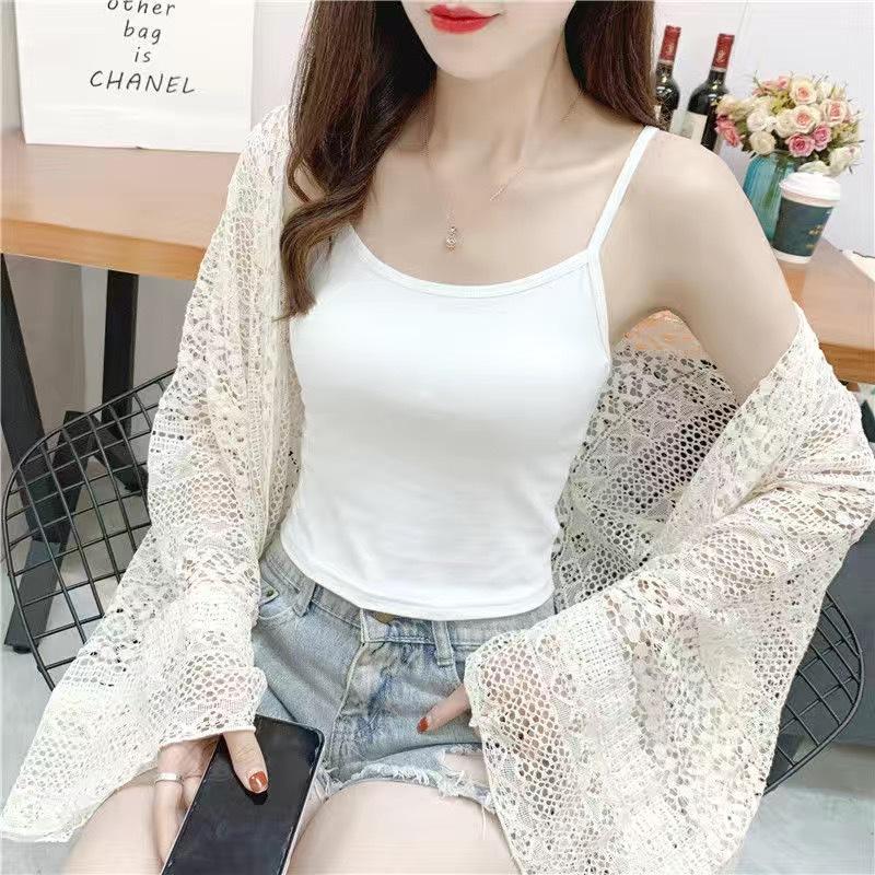 Tank Top Women Summer White Top Sweet Lace Patchwork Camisole Tank Top Women's Spring/summer Korean Edition Thin Style with Sleeveless Vest Underneath